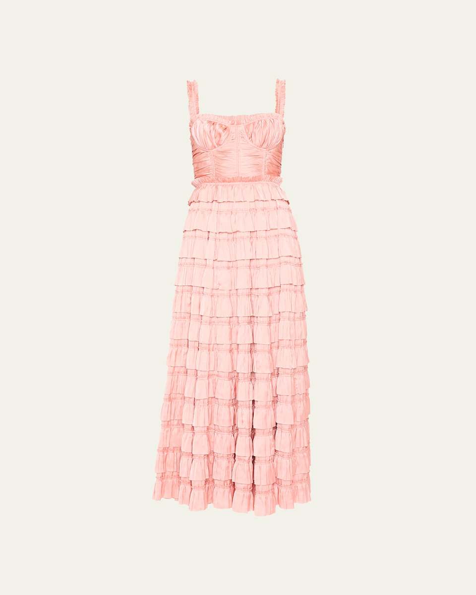 Camille Pleated Tiered Ruffle Gown